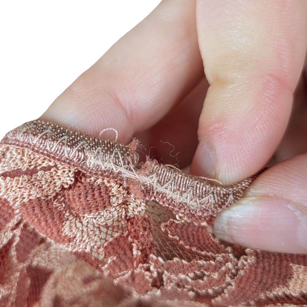 Vtg 90s Provocation Burnt Orange Lace Bodysuit M Sheer Floral Grunge Snap Bottom - Picture 10 of 10